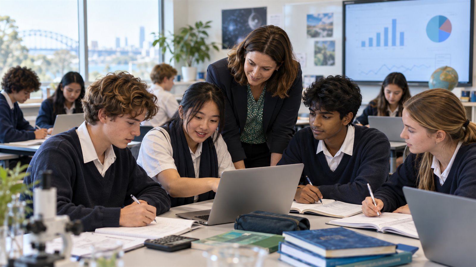 Australian secondary students work together during a classroom learning activity.