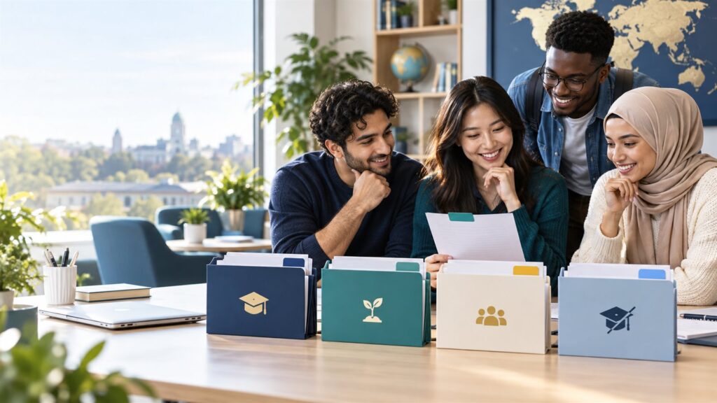 International students comparing scholarship, grant, bursary and tuition waiver options