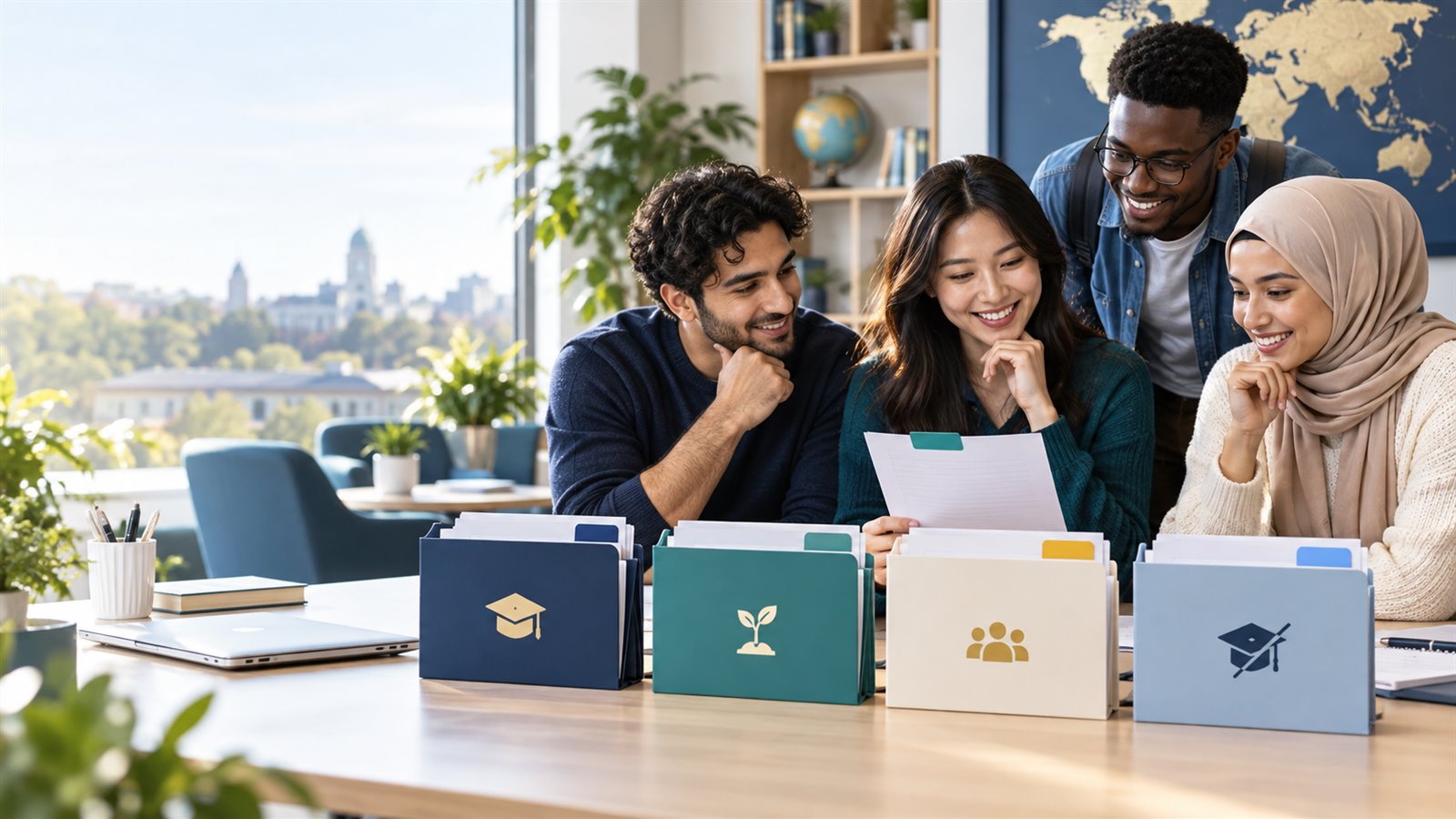 International students comparing scholarship, grant, bursary and tuition waiver options