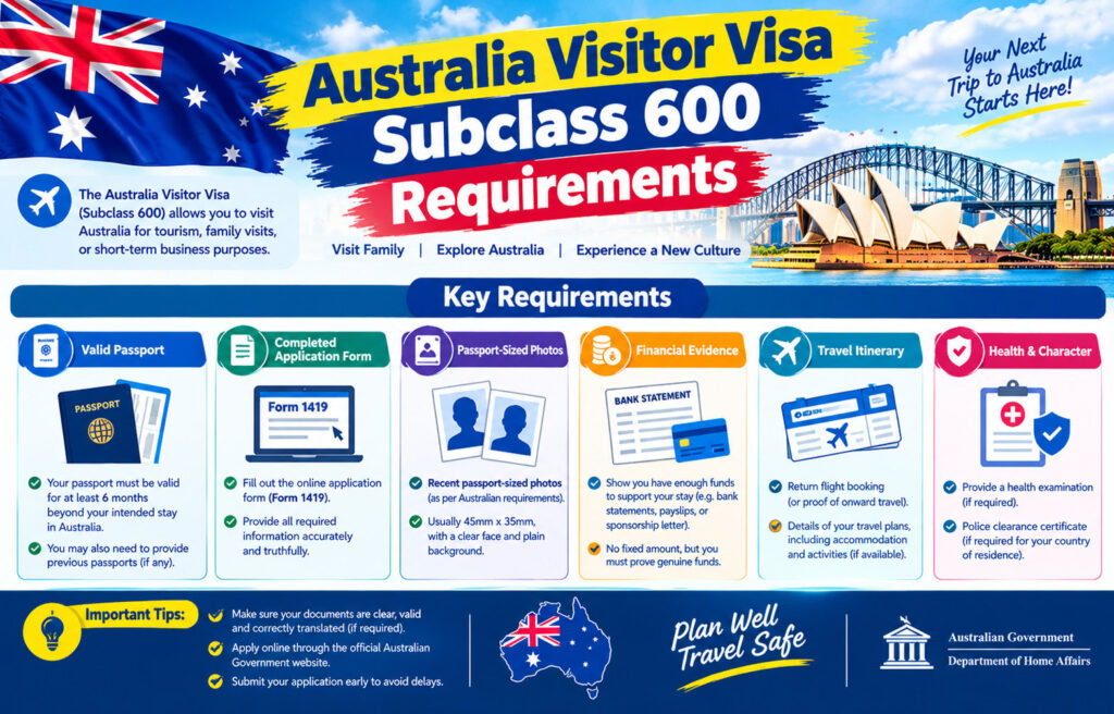 Australia Visitor Visa Subclass 600 Requirements,